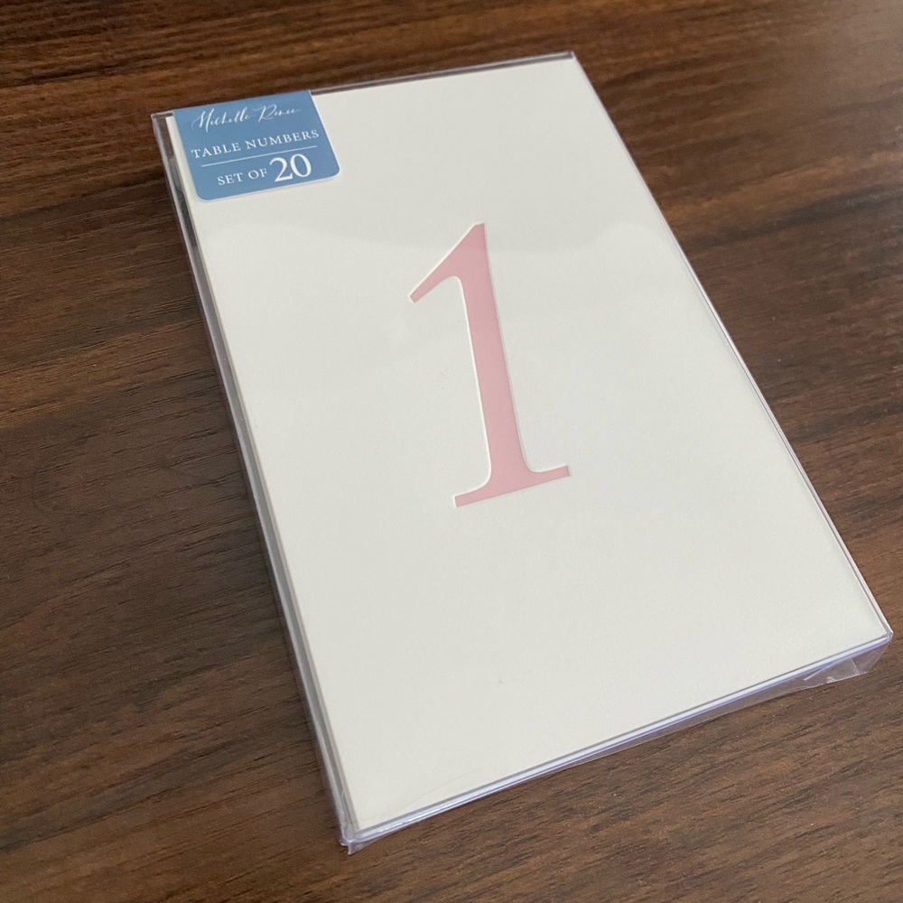 Set of 20 Table Number Cards - Vintage Blush Letterpress. NEW/unused!